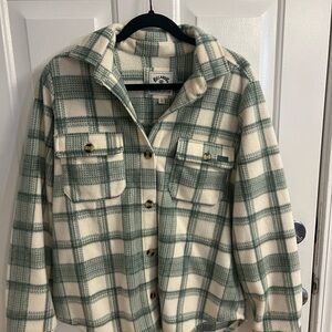 Billabong Green and Cream Plaid fleece